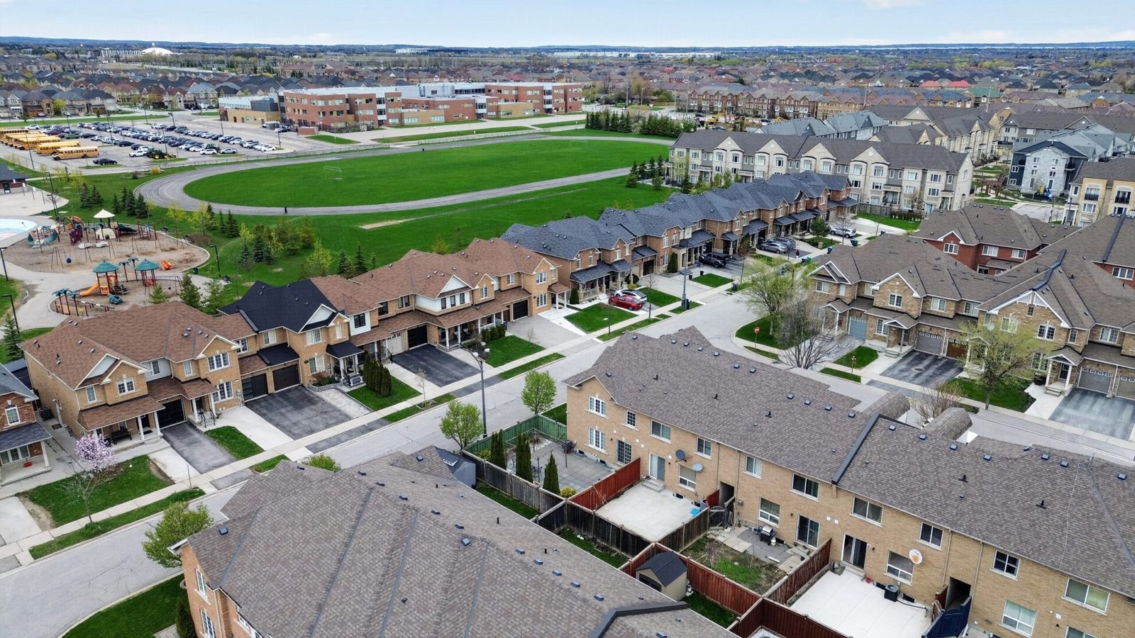 Aerial overview of a suburban GTA neighbourhood