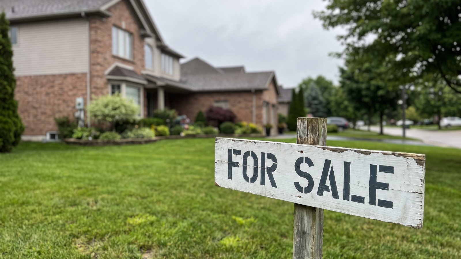 A For Sale sign on the front lawn of a home in the GTA
