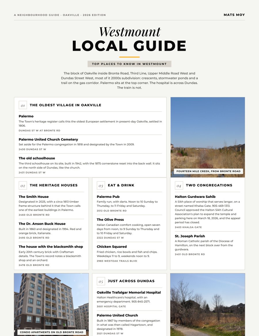 The first page of the Westmount guide, showing the title and the ten numbered local picks