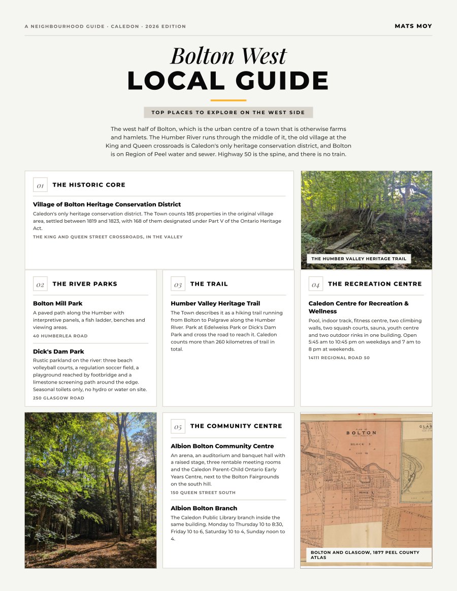 The first page of the Bolton West guide, showing the title and the ten numbered local picks