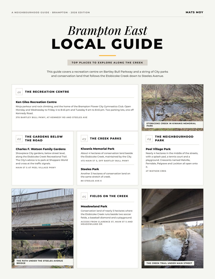 The first page of the Brampton East guide, showing the title and the ten numbered local picks
