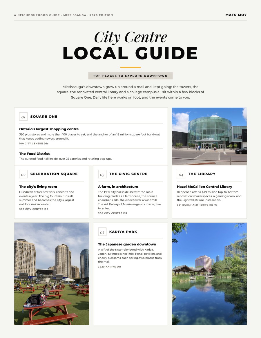 The first page of the City Centre guide, showing the title and the ten numbered local picks