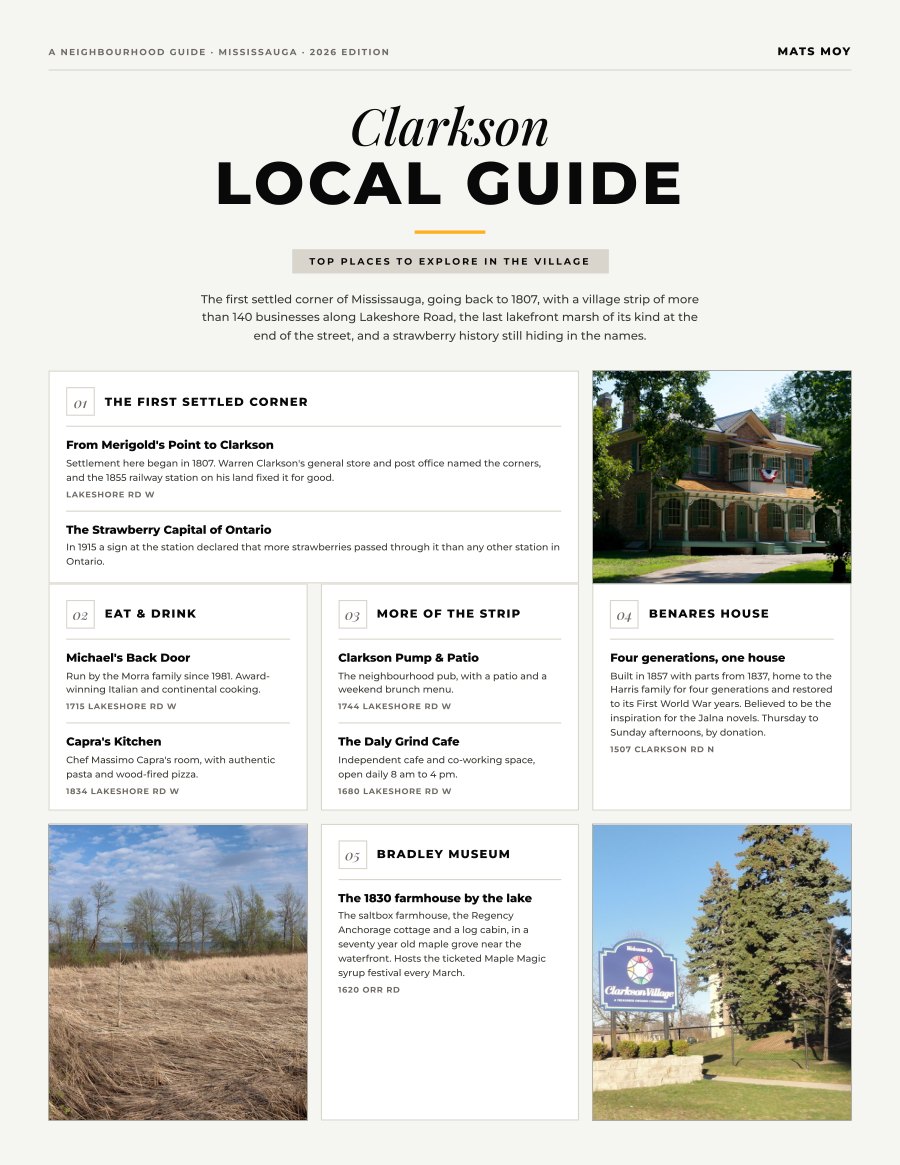 The first page of the Clarkson guide, showing the title and the ten numbered local picks