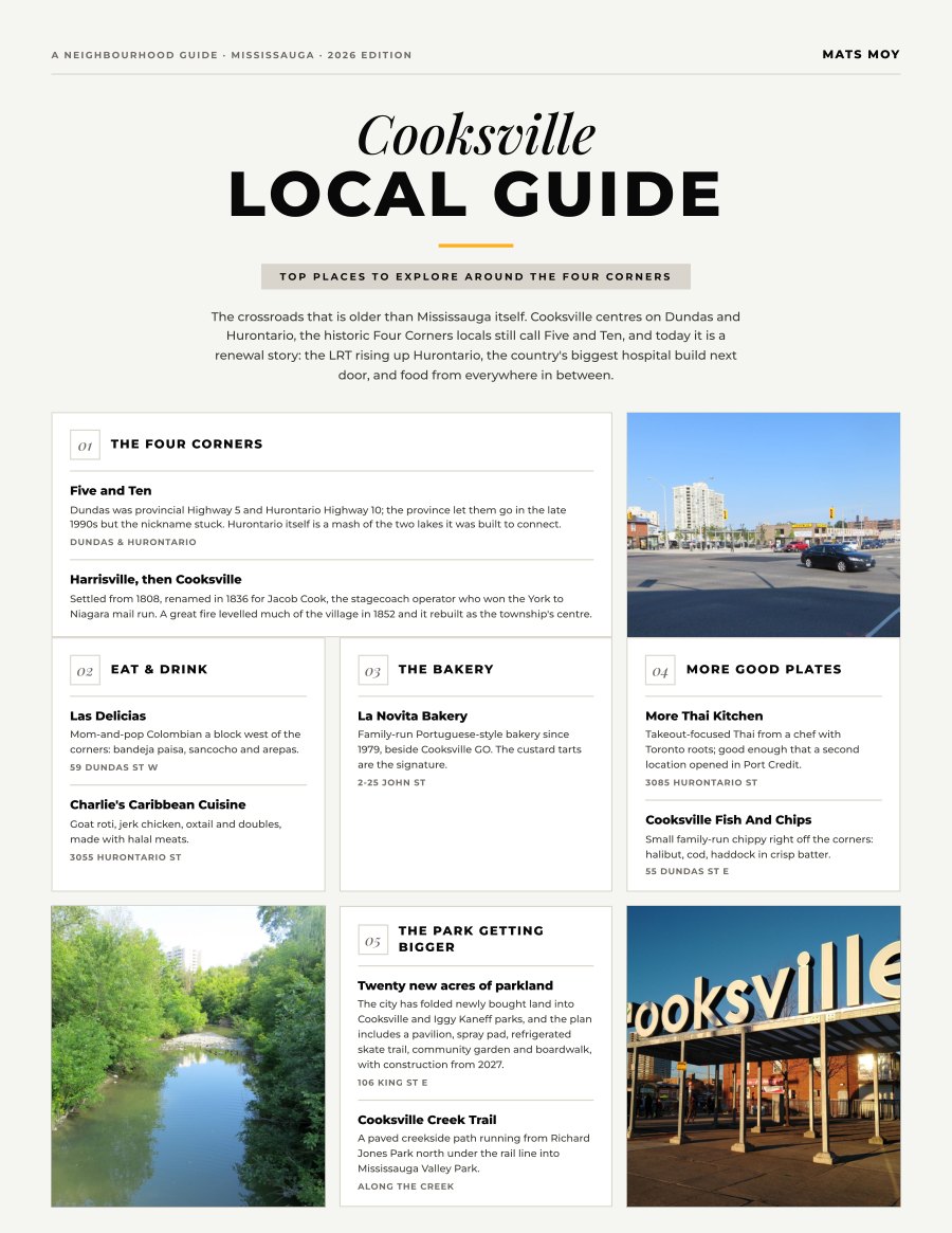 The first page of the Cooksville guide, showing the title and the ten numbered local picks