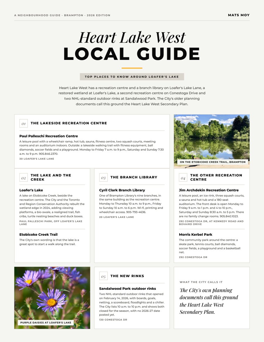 The first page of the Heart Lake West guide, showing the title and the ten numbered local picks