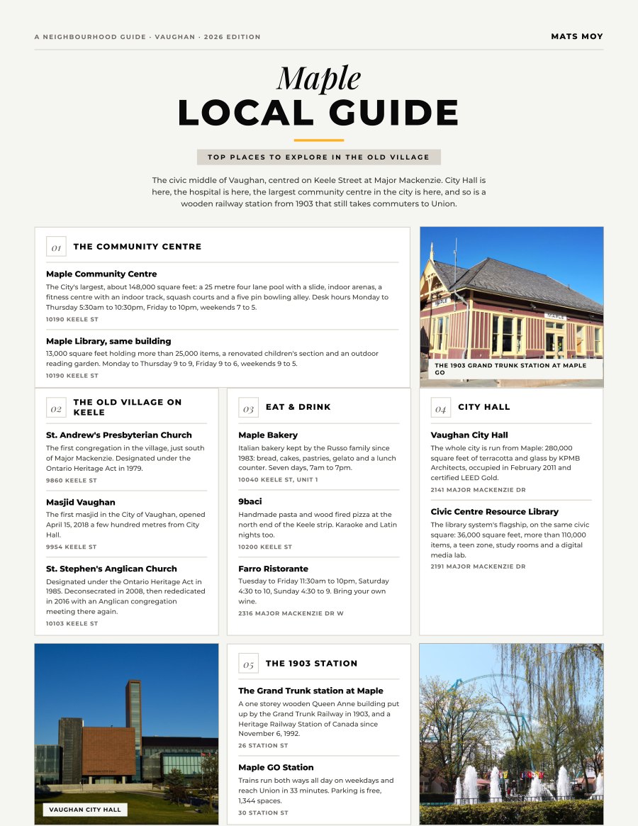 The first page of the Maple guide, showing the title and the ten numbered local picks