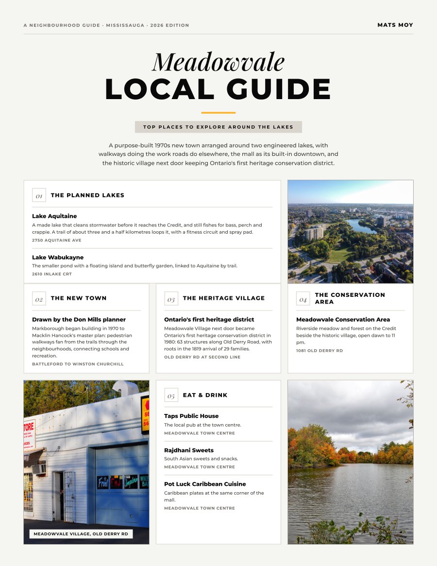 The first page of the Meadowvale guide, showing the title and the ten numbered local picks