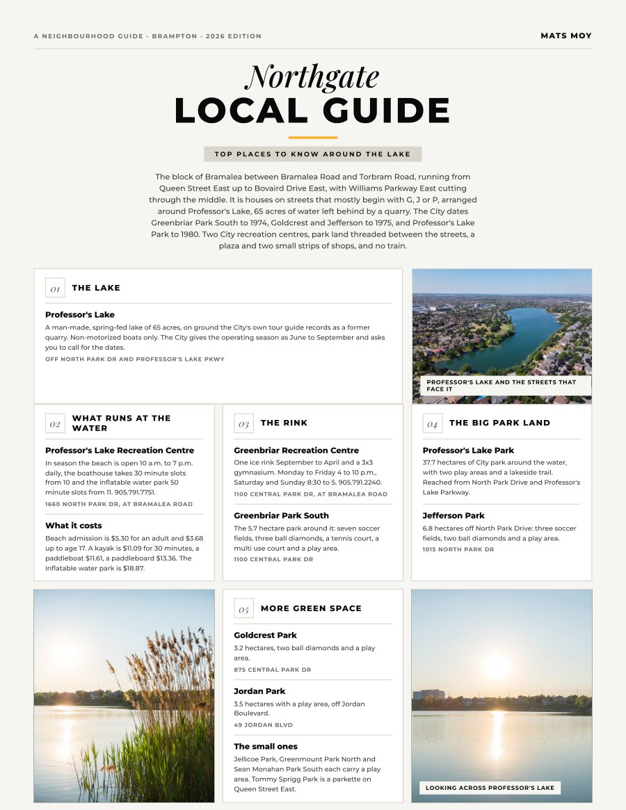 The first page of the Northgate guide, showing the title and the ten numbered local picks